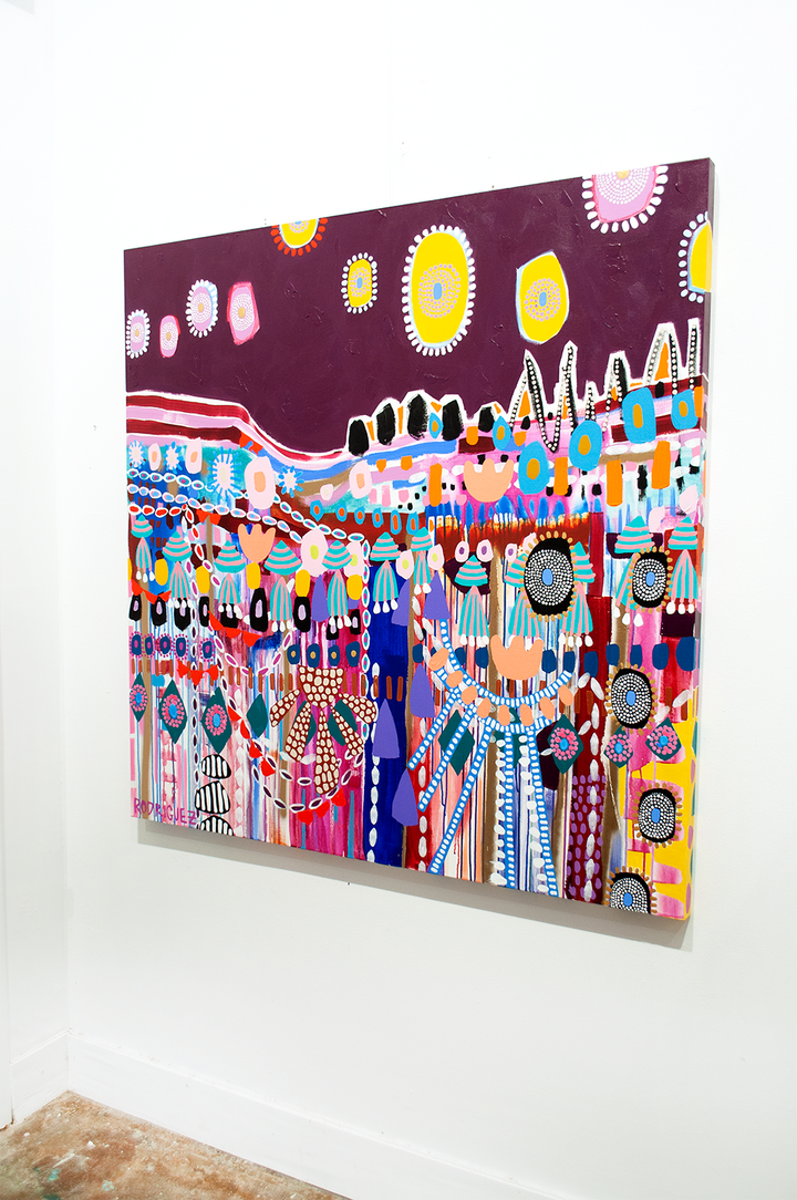 SUNSET ON THE BOARDWALK- 48x48 ON CANVAS