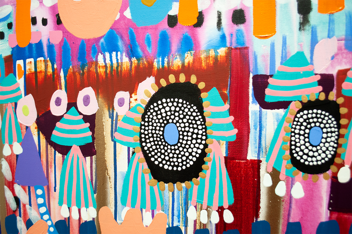 SUNSET ON THE BOARDWALK- 48x48 ON CANVAS