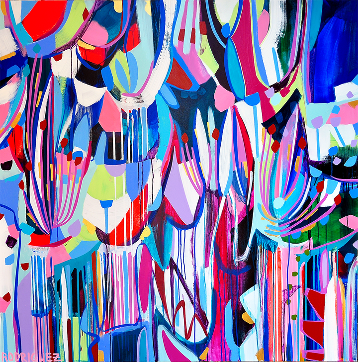 WILDFLOWERS ON THE COAST II - 48x48 ON CANVAS