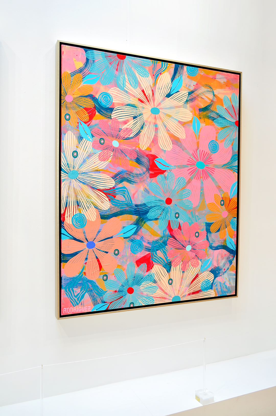 Cosmos Floating Floral - Framed 50x62x2.5 on Canvas