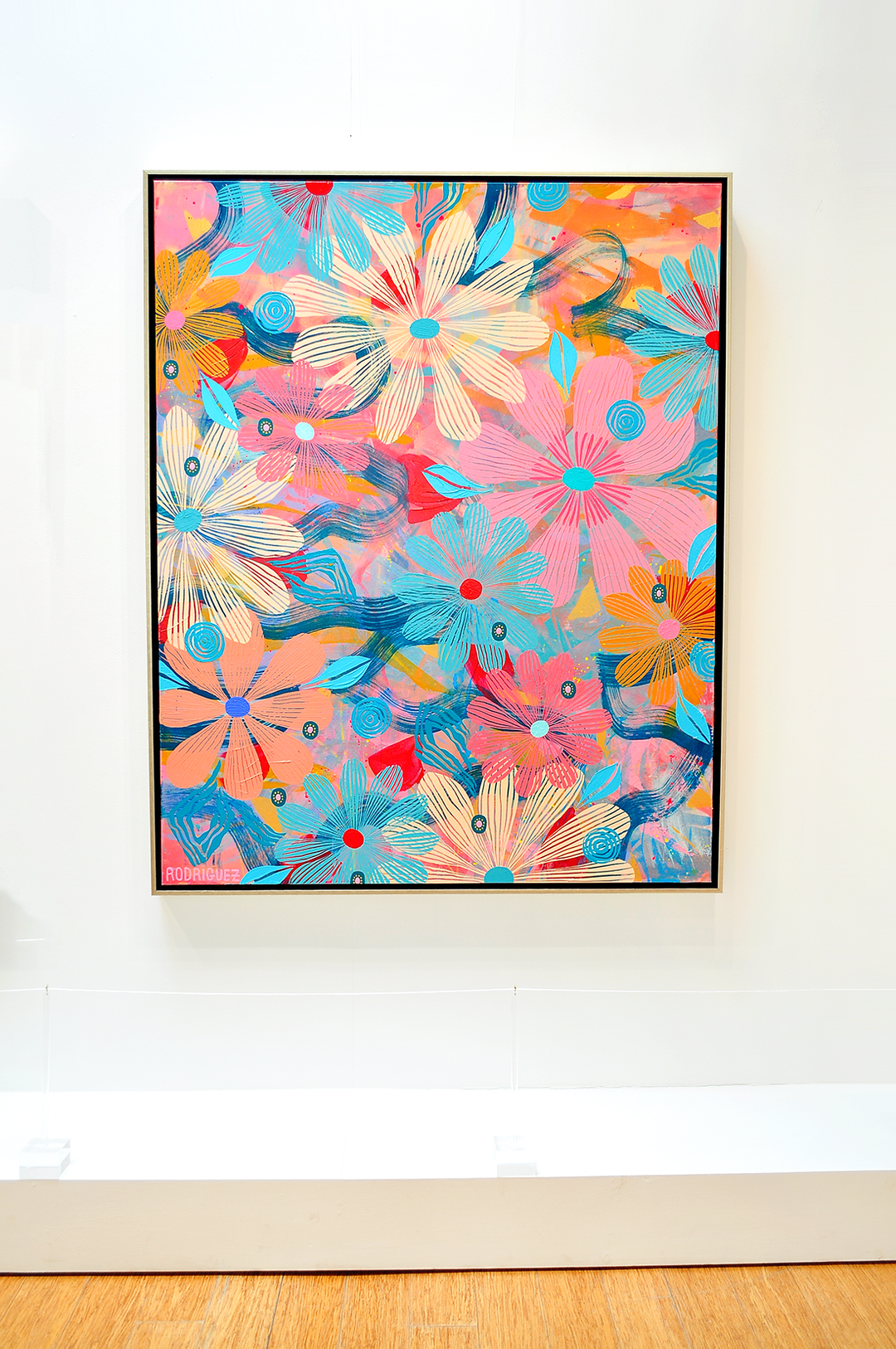 Cosmos Floating Floral - Framed 50x62x2.5 on Canvas