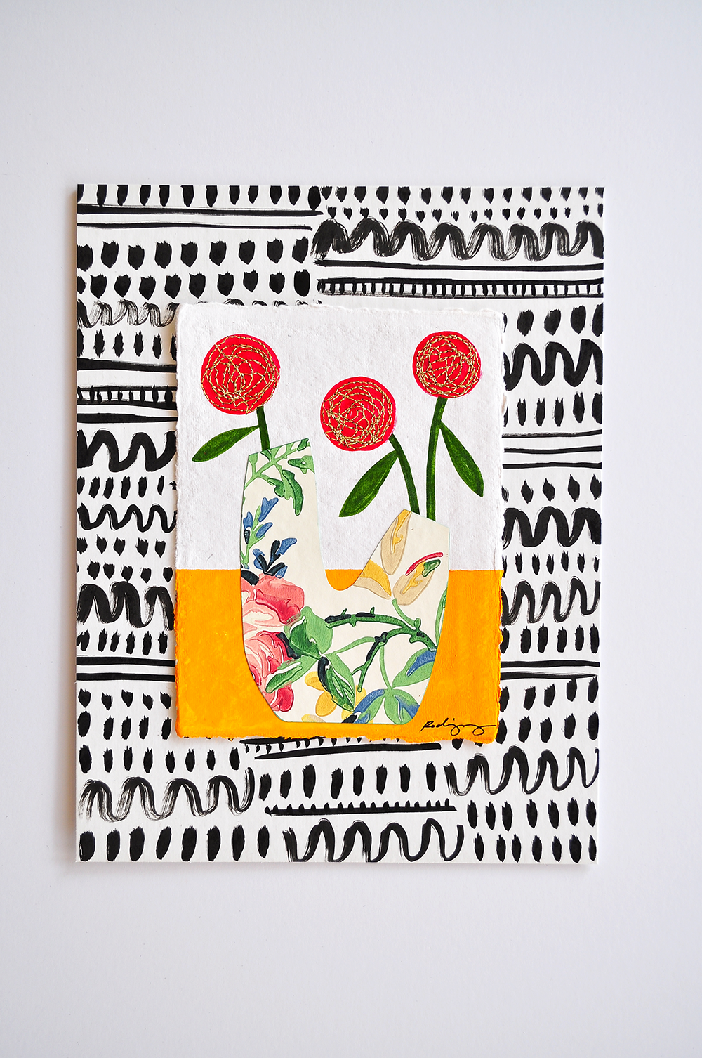 Flowergram 14 - 11x8.5 Mixed Media on Paper