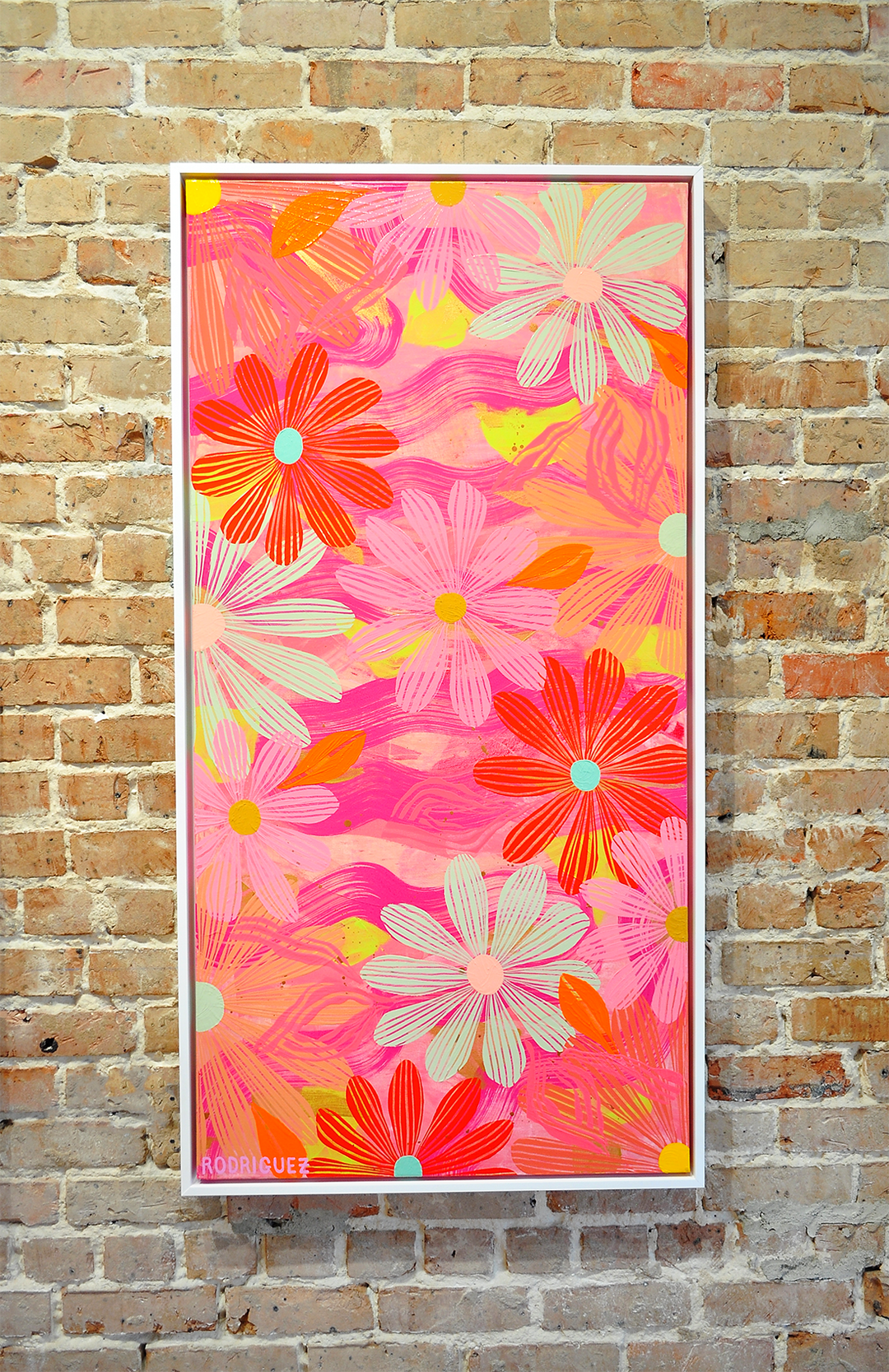 Coral Floating Floral - Framed 25.5x49.5 on Canvas *NEW*