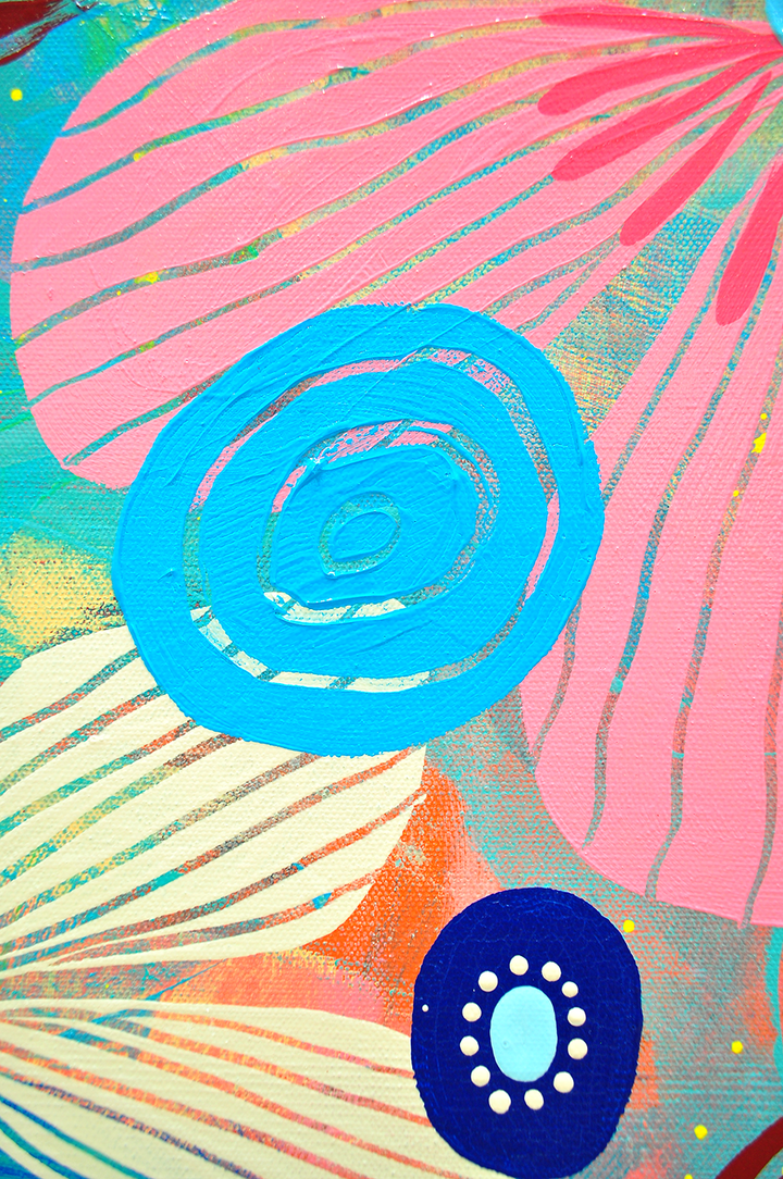Plumerias Floating Floral - Framed 50x62x2.5 on Canvas