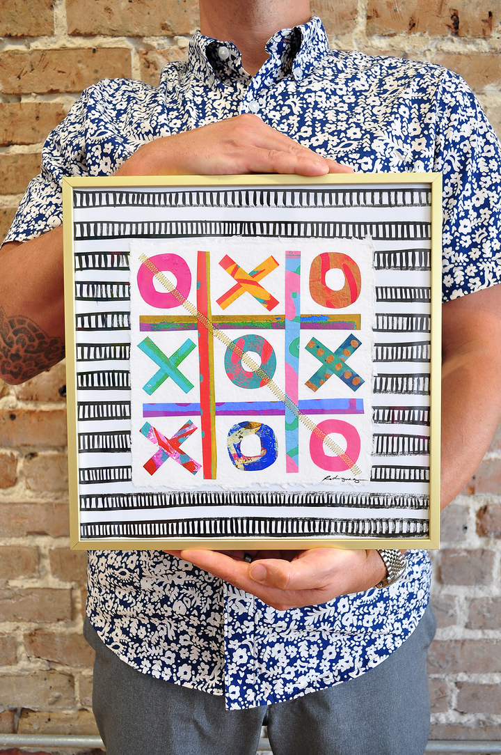 The Winners Tic-Tac-Toe 4 - 12x12 Framed Mixed Media on Paper