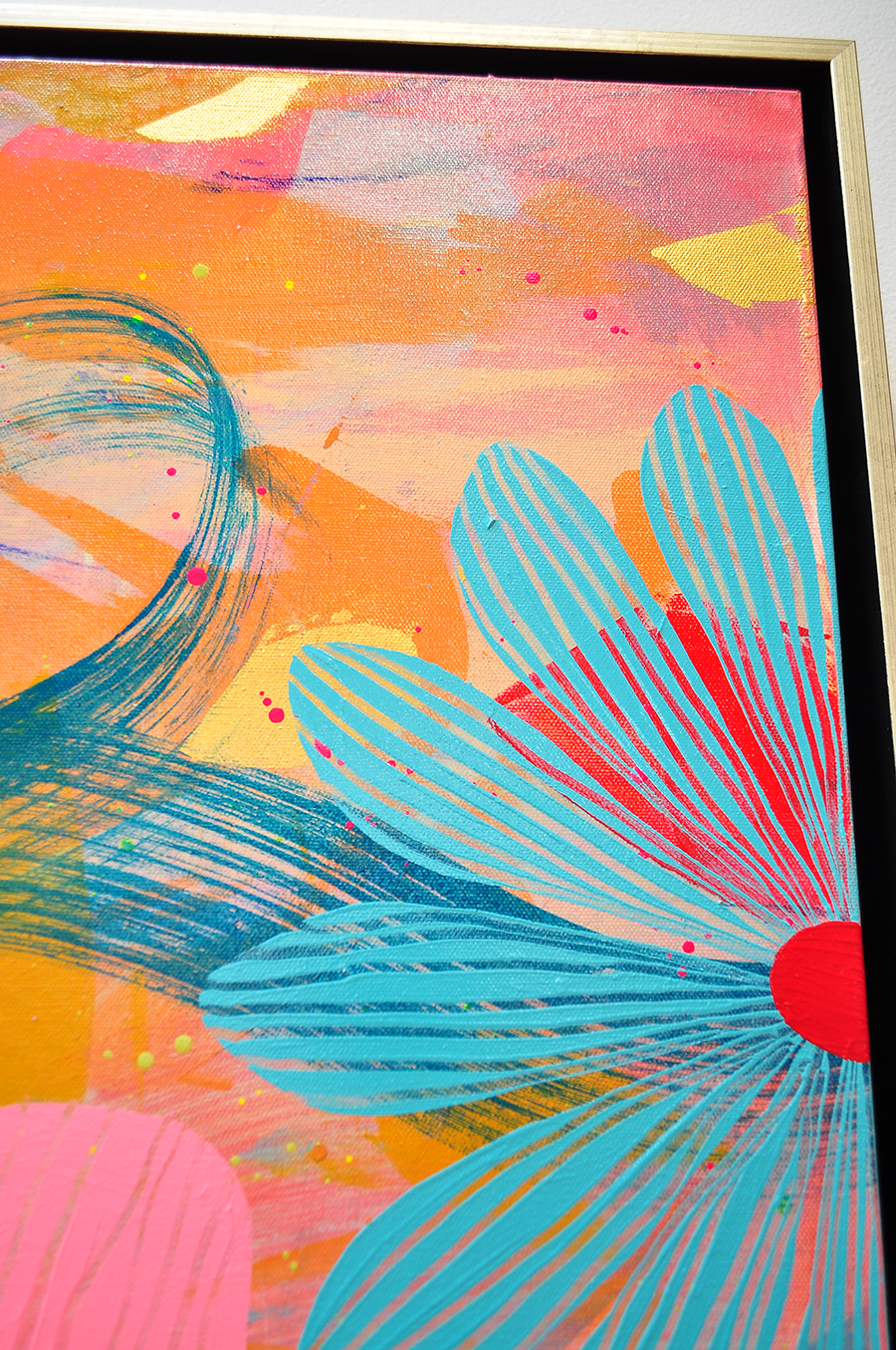 Cosmos Floating Floral - Framed 50x62x2.5 on Canvas
