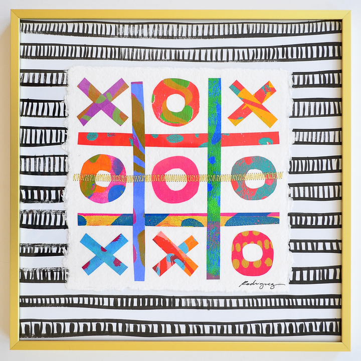 The Winners Tic-Tac-Toe 6 - 12x12 Framed Mixed Media on Paper