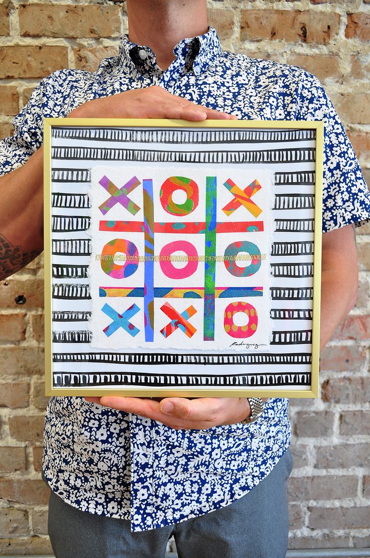 The Winners Tic-Tac-Toe 6 - 12x12 Framed Mixed Media on Paper