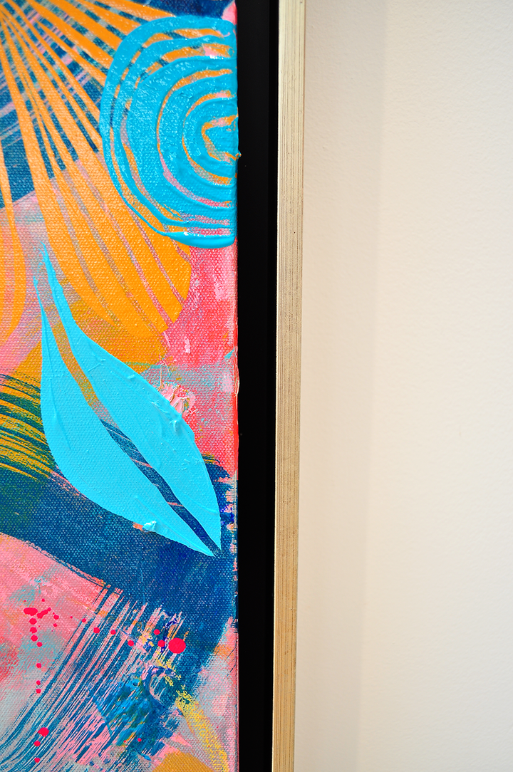 Cosmos Floating Floral - Framed 50x62x2.5 on Canvas