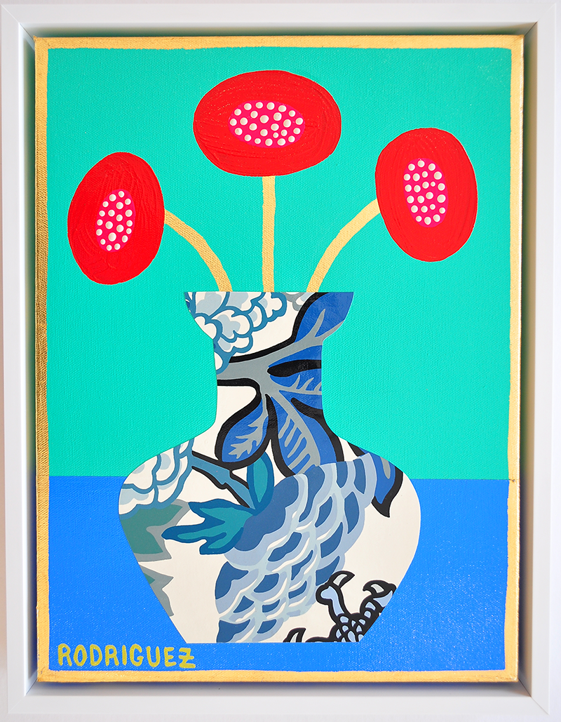 2 Flowergram - 13.5 x 17.5 Framed Mixed Media on Canvas *NEW*