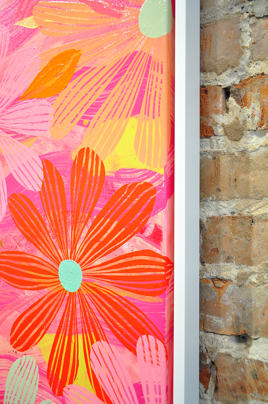 Coral Floating Floral - Framed 25.5x49.5 on Canvas *NEW*
