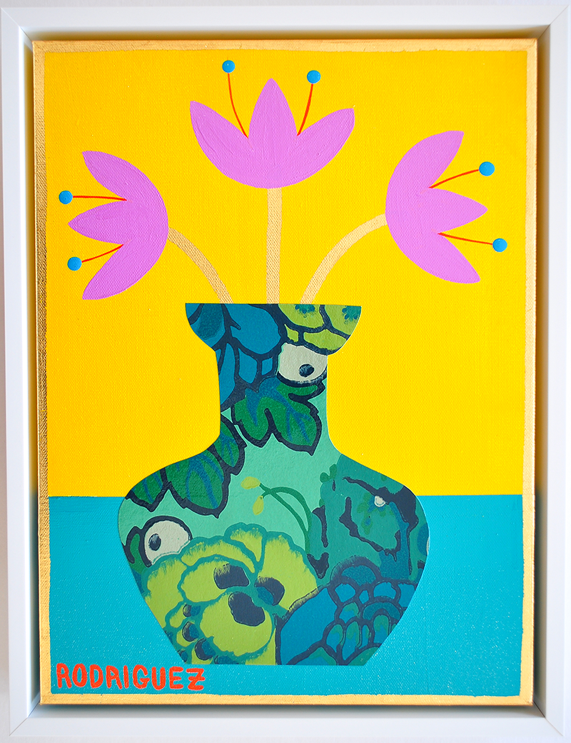 3 Flowergram - 13.5 x 17.5 Framed Mixed Media on Canvas *NEW*