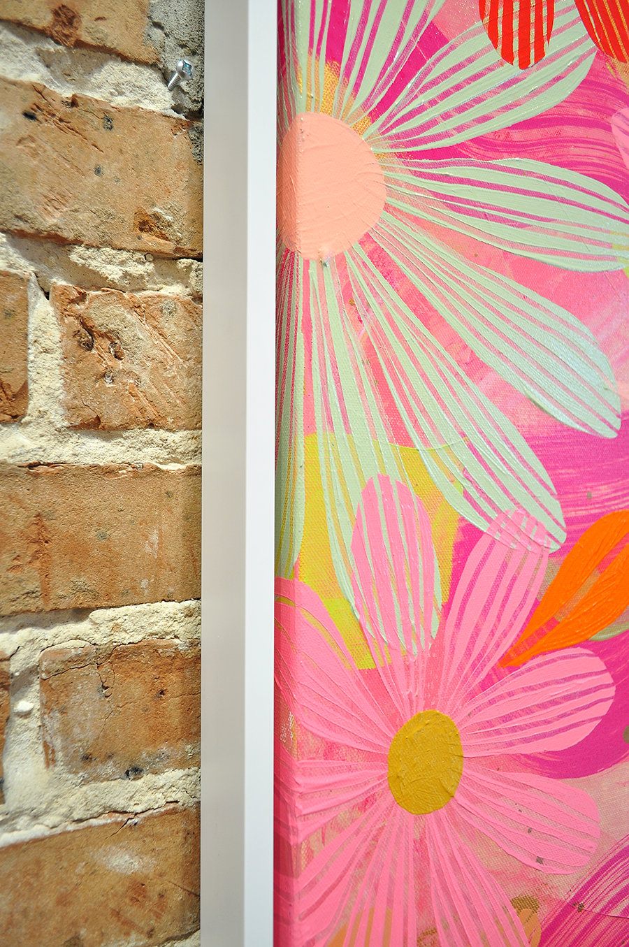 Coral Floating Floral - Framed 25.5x49.5 on Canvas *NEW*