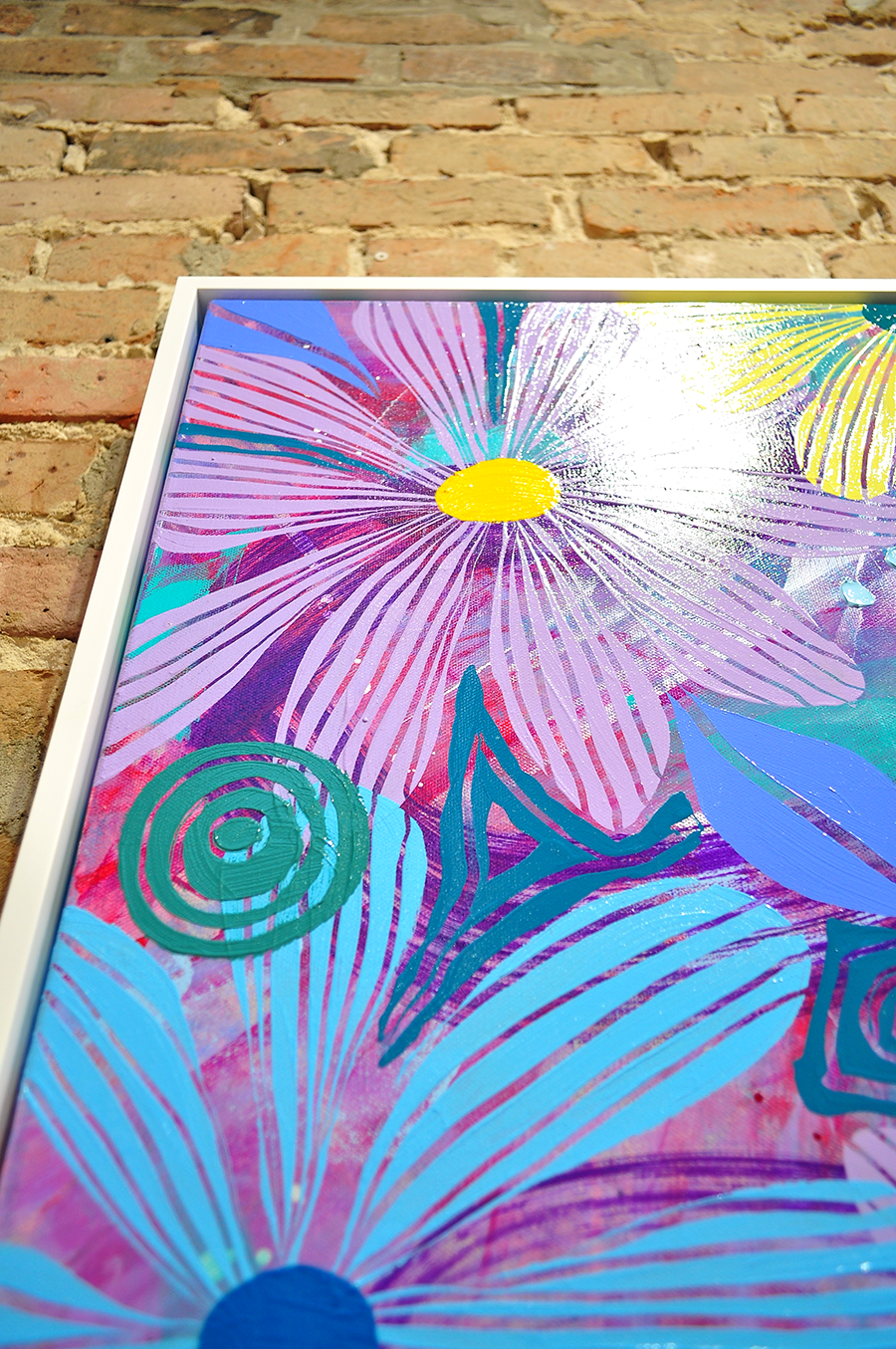 Purple Floating Floral - Framed 37.5x37.5 on Canvas *NEW*