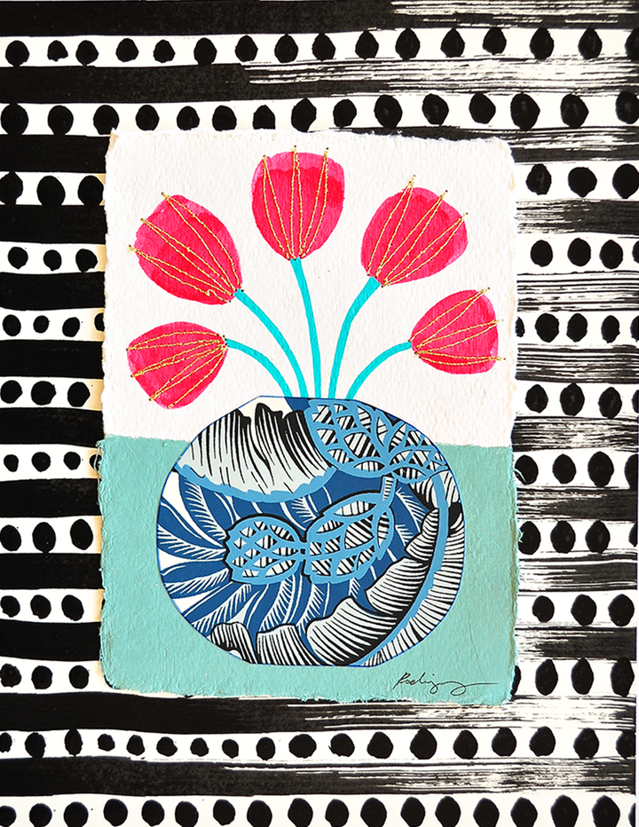 Flowergram 28 - 11x8.5 Mixed Media on Paper
