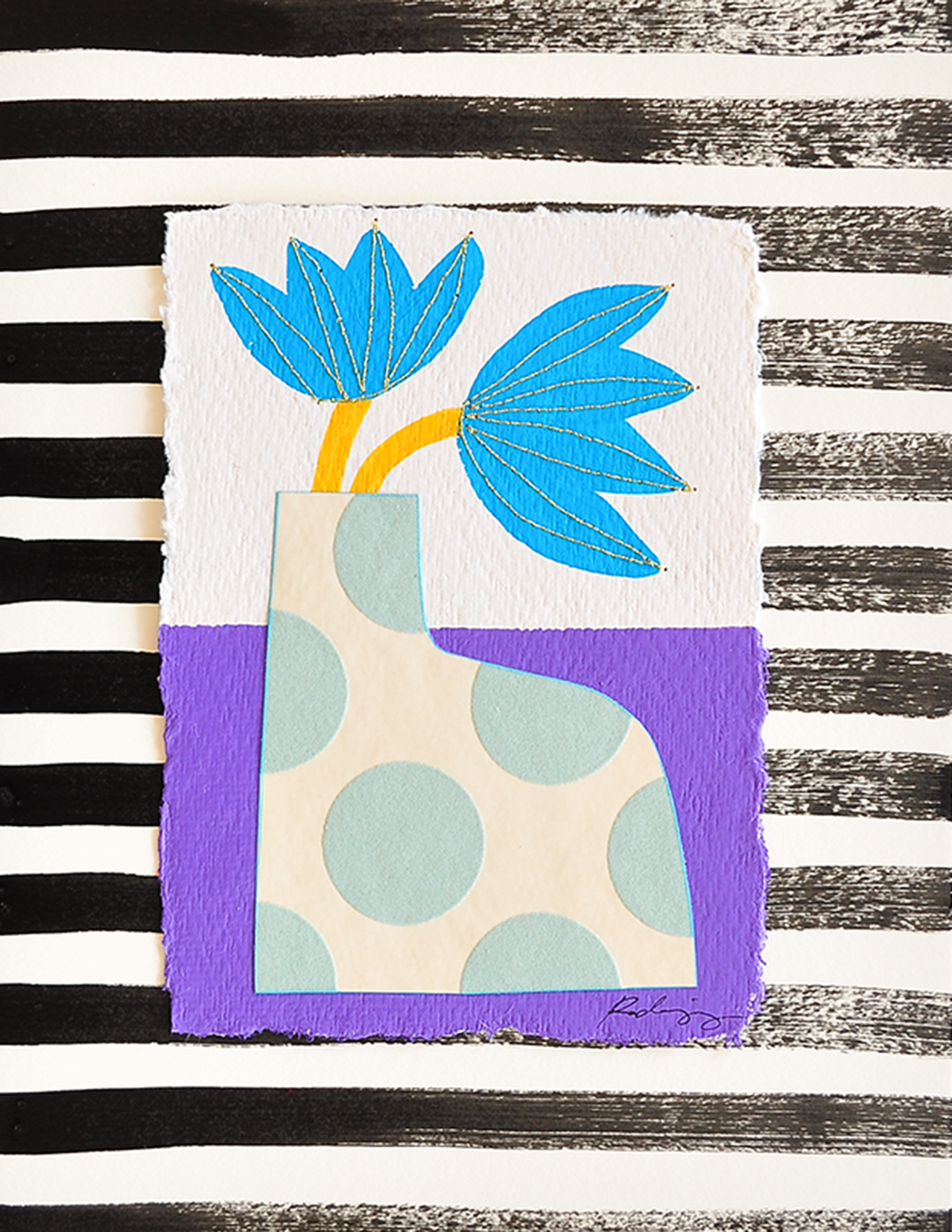 Flowergram 57 (CWL5) - 11x8.5 Mixed Media on Paper