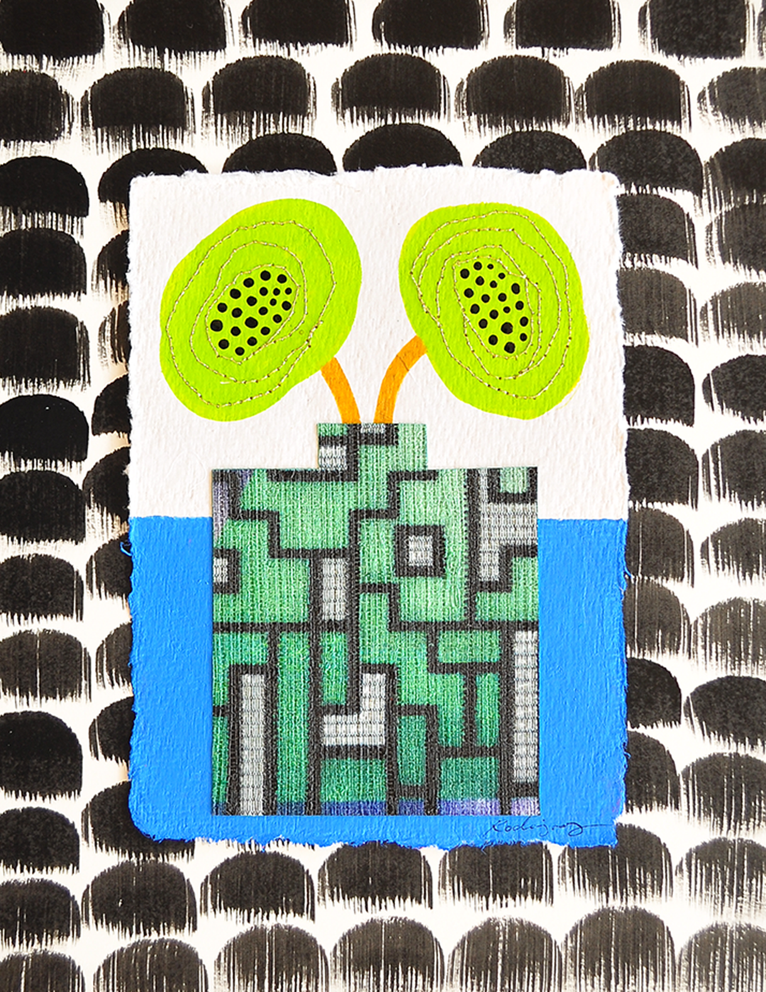 Flowergram 69 (CWL17) - 11x8.5 Mixed Media on Paper