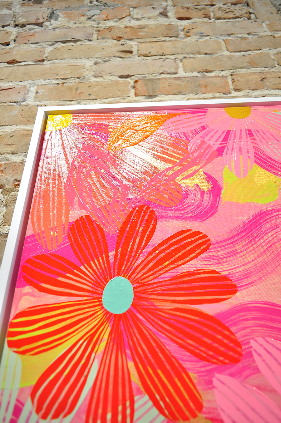 Coral Floating Floral - Framed 25.5x49.5 on Canvas *NEW*