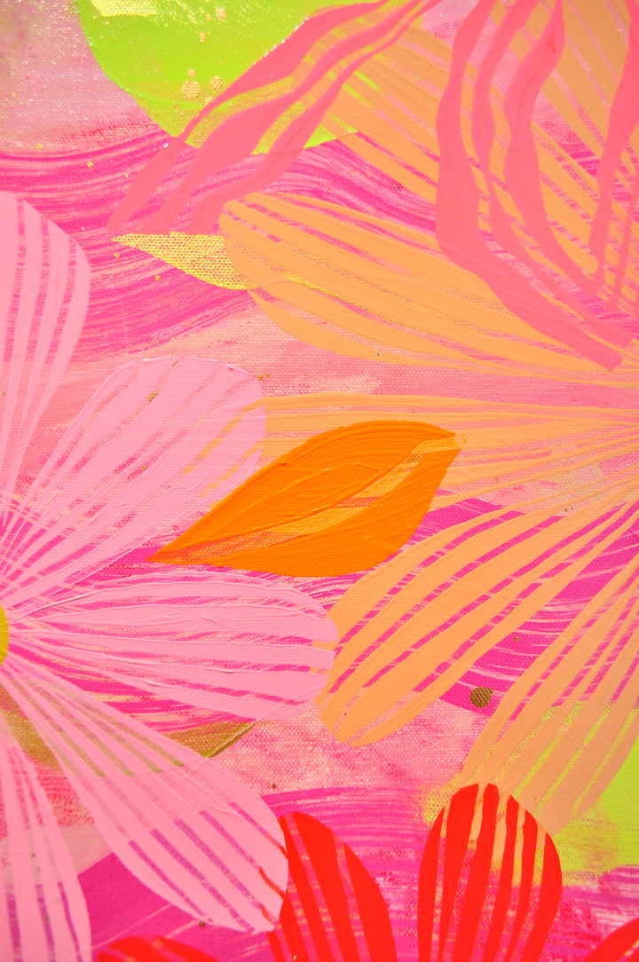 Coral Floating Floral - Framed 25.5x49.5 on Canvas *NEW*