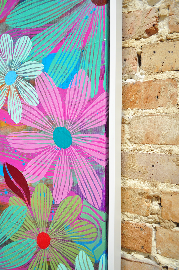 Green Floating Floral - Framed 37.5x37.5 on Canvas *NEW*