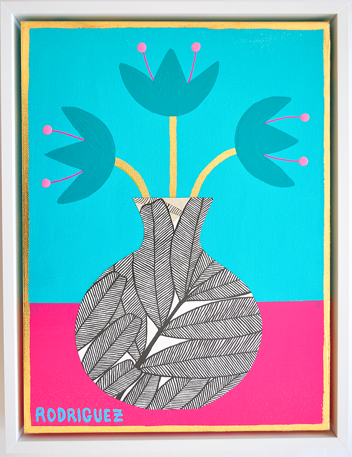 6 Flowergram - 13.5 x 17.5 Framed Mixed Media on Canvas *NEW*