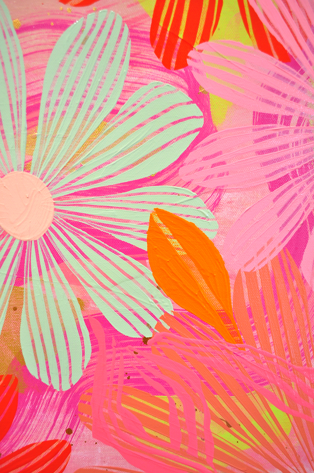 Coral Floating Floral - Framed 25.5x49.5 on Canvas *NEW*