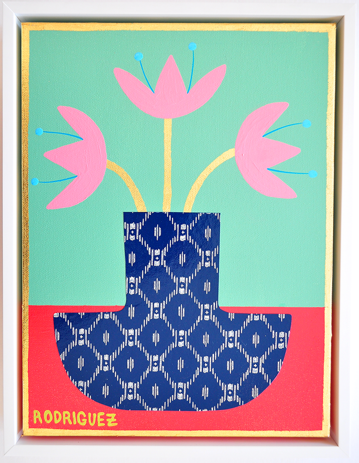 7 Flowergram - 13.5 x 17.5 Framed Mixed Media on Canvas *NEW*