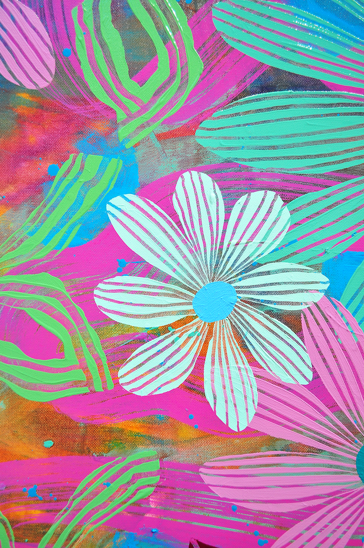 Green Floating Floral - Framed 37.5x37.5 on Canvas *NEW*