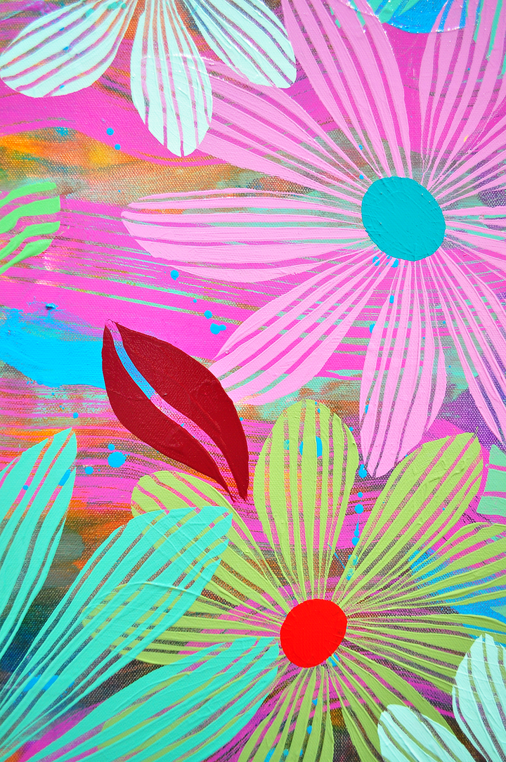 Green Floating Floral - Framed 37.5x37.5 on Canvas *NEW*
