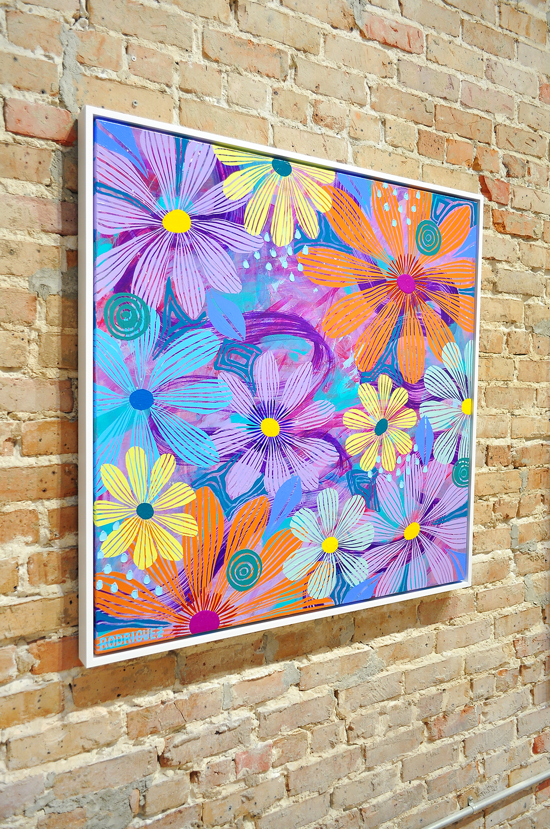 Purple Floating Floral - Framed 37.5x37.5 on Canvas *NEW*