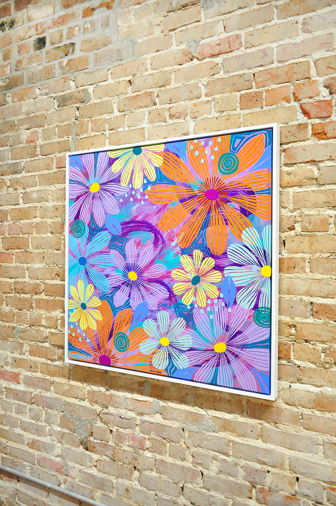 Purple Floating Floral - Framed 37.5x37.5 on Canvas *NEW*