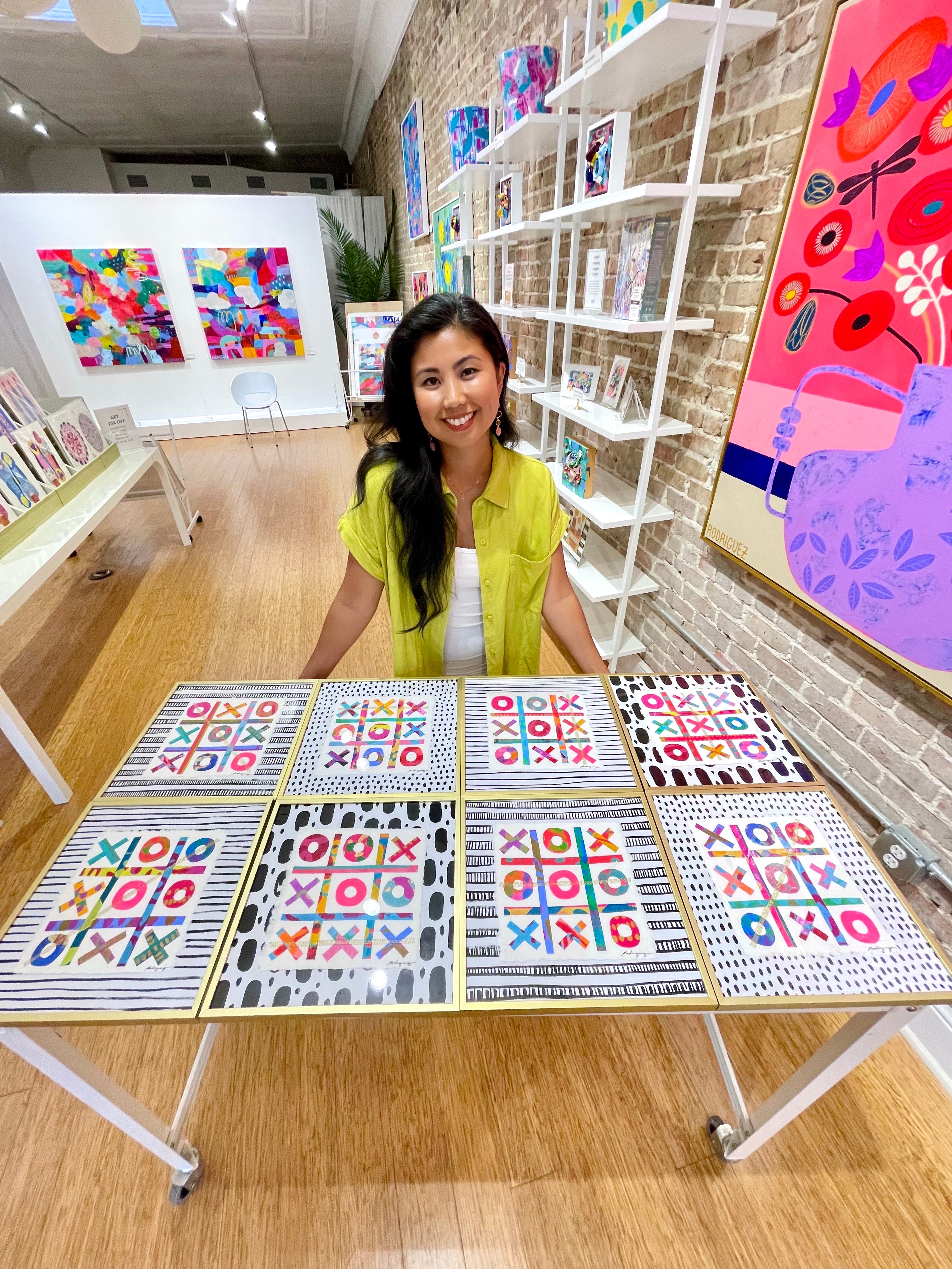 ホビー・楽器・アート tic-tak The Winners Tic-Tac-Toe 9 - 12x12 Mixed Media on Paper *NOT framed