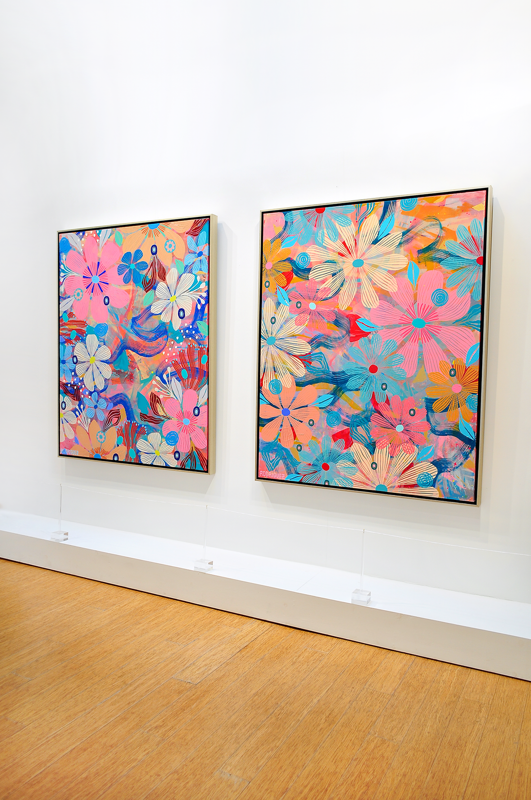 Cosmos Floating Floral - Framed 50x62x2.5 on Canvas
