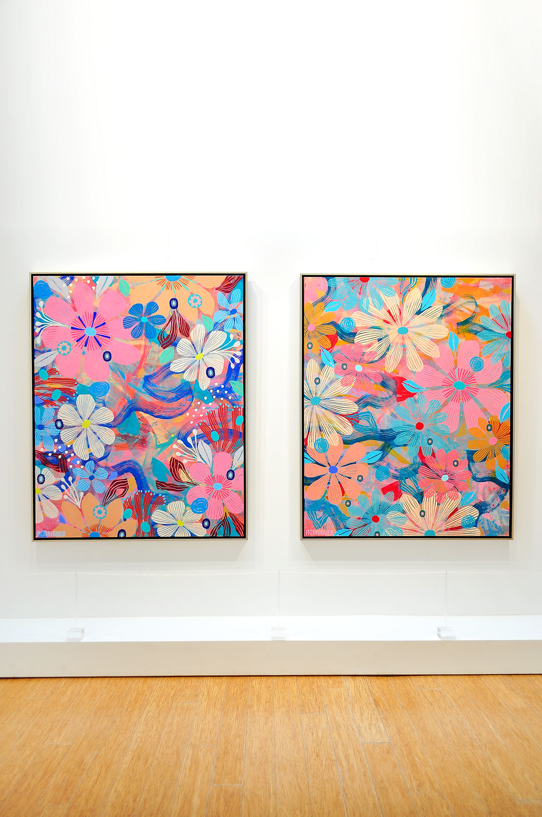 Cosmos Floating Floral - Framed 50x62x2.5 on Canvas