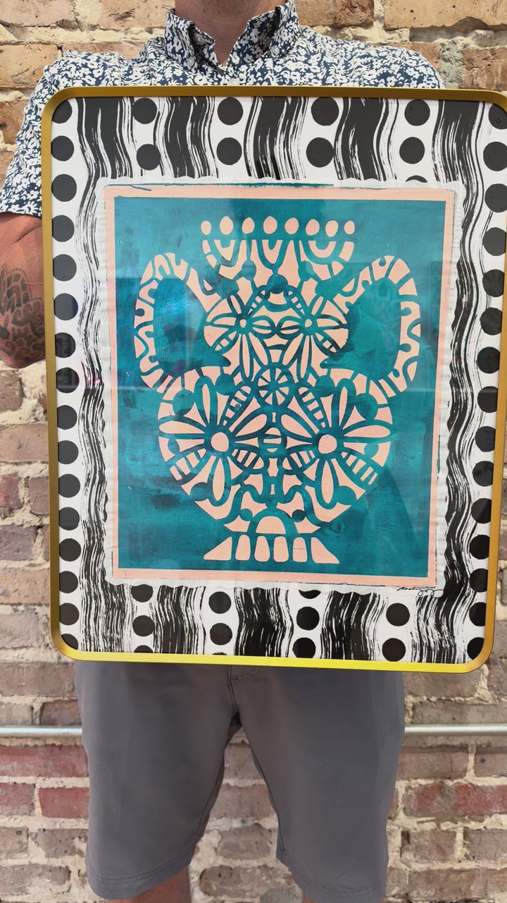 Vase Monoprint 1 - Framed 16x20 on Paper *NEW*