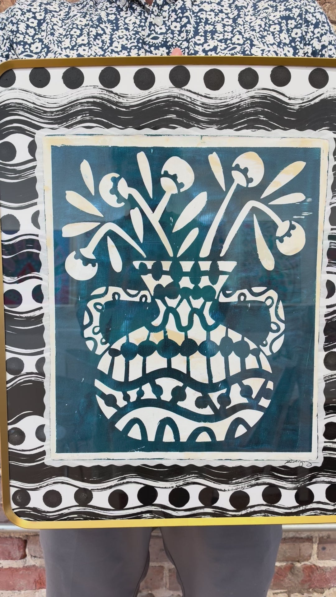 Vase Monoprint 4 - Framed 16x20 on Paper *NEW*