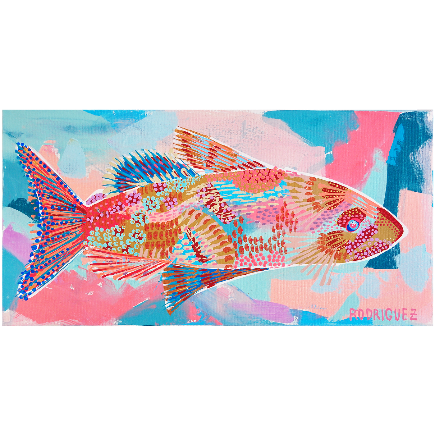 COTTON CANDY FISH 12x24 ON CANVAS