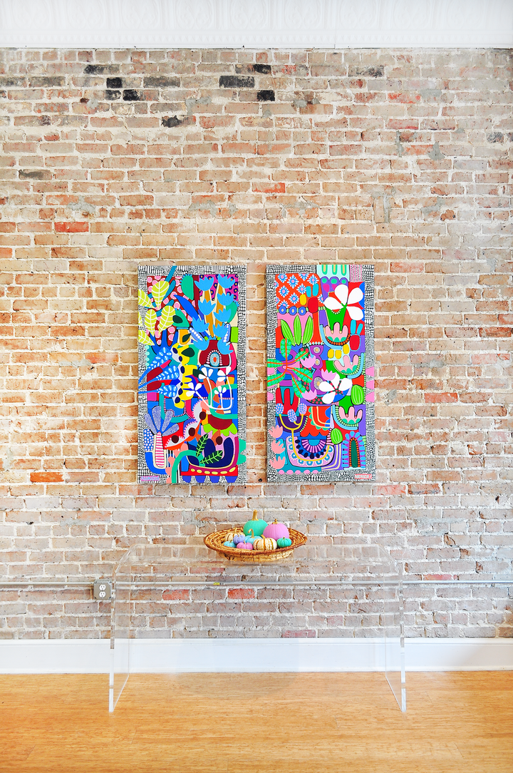 PLAYING PUZZLES IN THE JUNGLE- DIPTYCH - 48x24 Each on Canvas