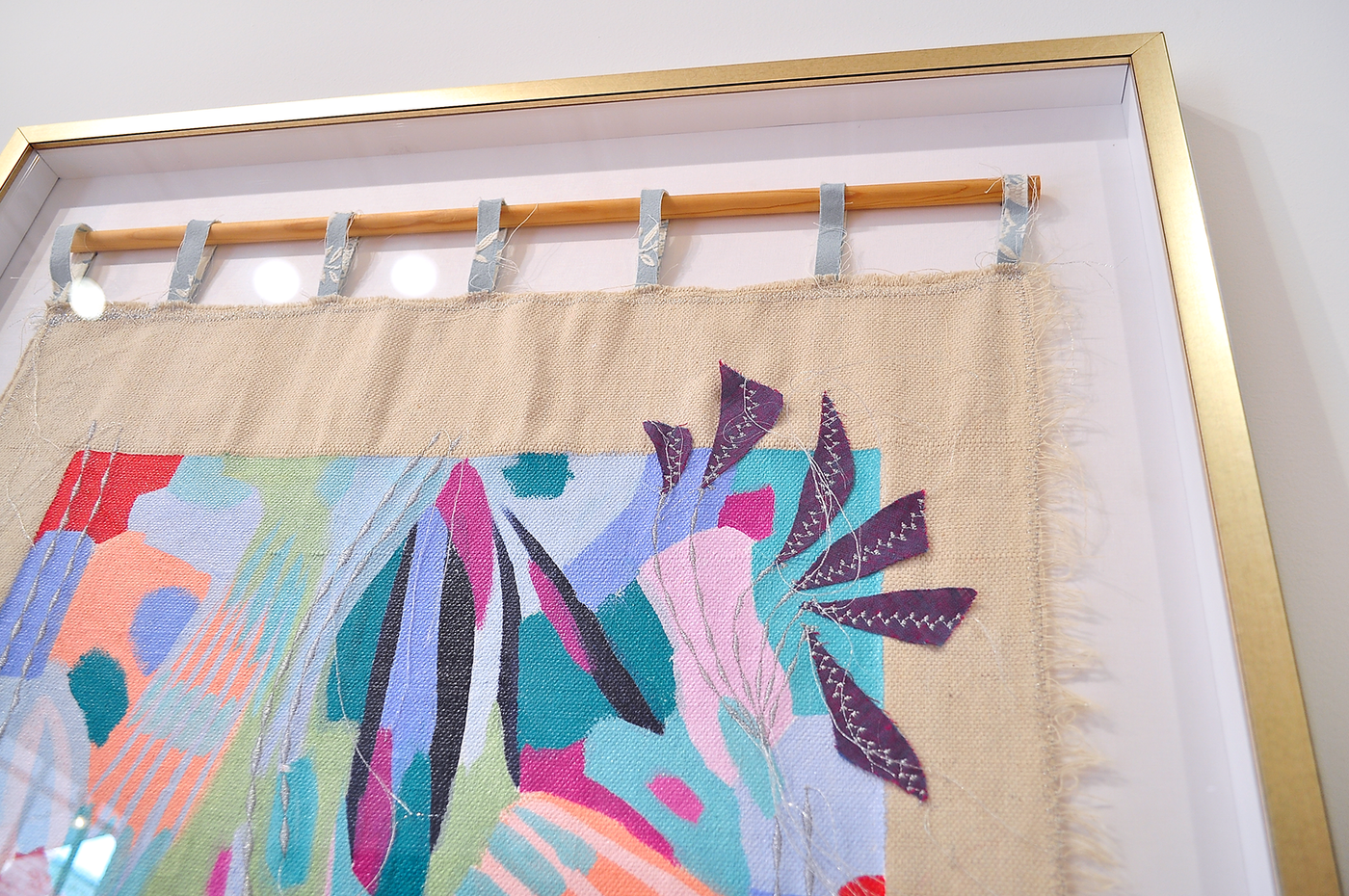 Ocean Wind - 39.5"x29.5" Framed Mixed Media Tapestry * Local Pick-Up Only Item*