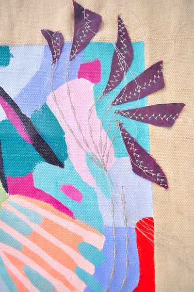 Ocean Wind - 39.5"x29.5" Framed Mixed Media Tapestry * Local Pick-Up Only Item*