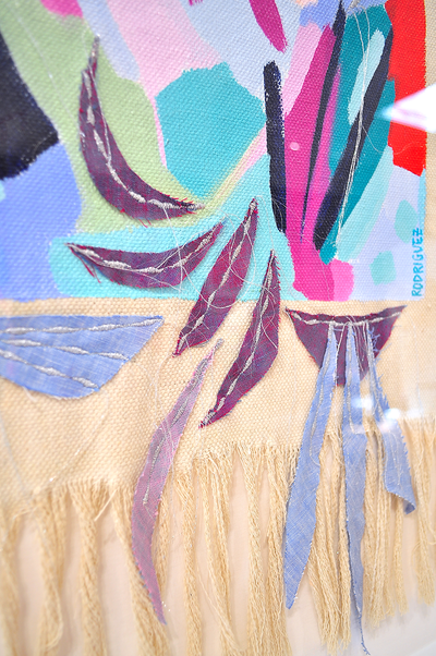Ocean Wind - 39.5"x29.5" Framed Mixed Media Tapestry * Local Pick-Up Only Item*
