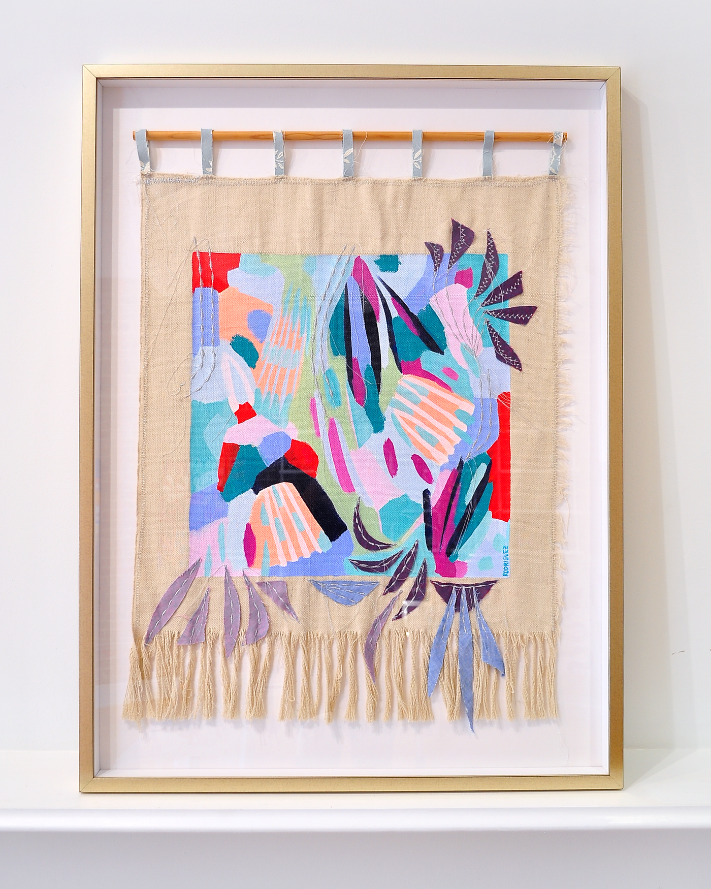 Ocean Wind - 39.5"x29.5" Framed Mixed Media Tapestry * Local Pick-Up Only Item*