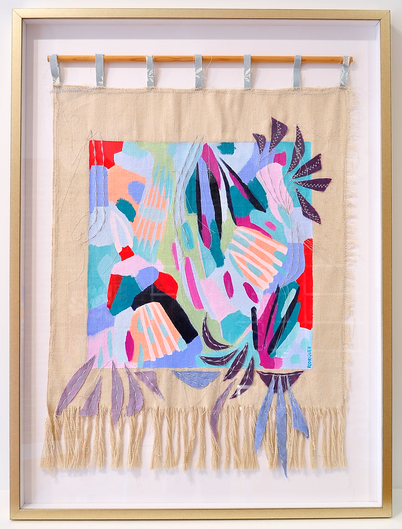 Ocean Wind - 39.5"x29.5" Framed Mixed Media Tapestry * Local Pick-Up Only Item*