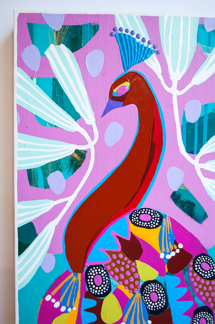 Valerie - Peacock - 15x30 ON CANVAS