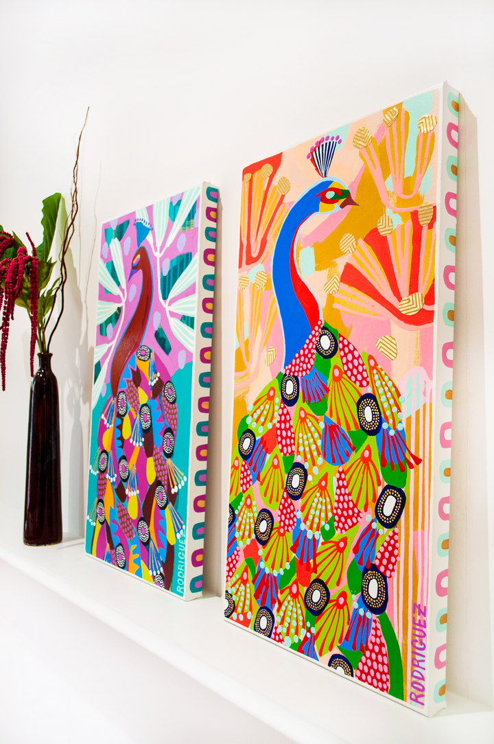 Valerie - Peacock - 15x30 ON CANVAS
